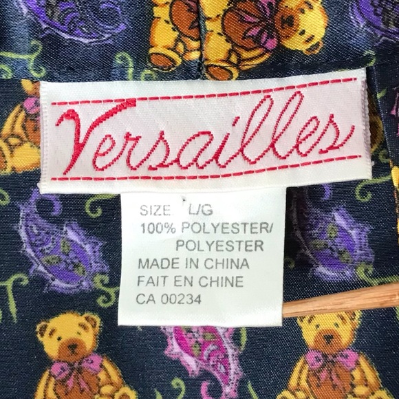 Versailles The Bay Vintage Satin Silky Bathrobe Robe Lingerie Lounge Teddy Bears - Picture 6 of 15